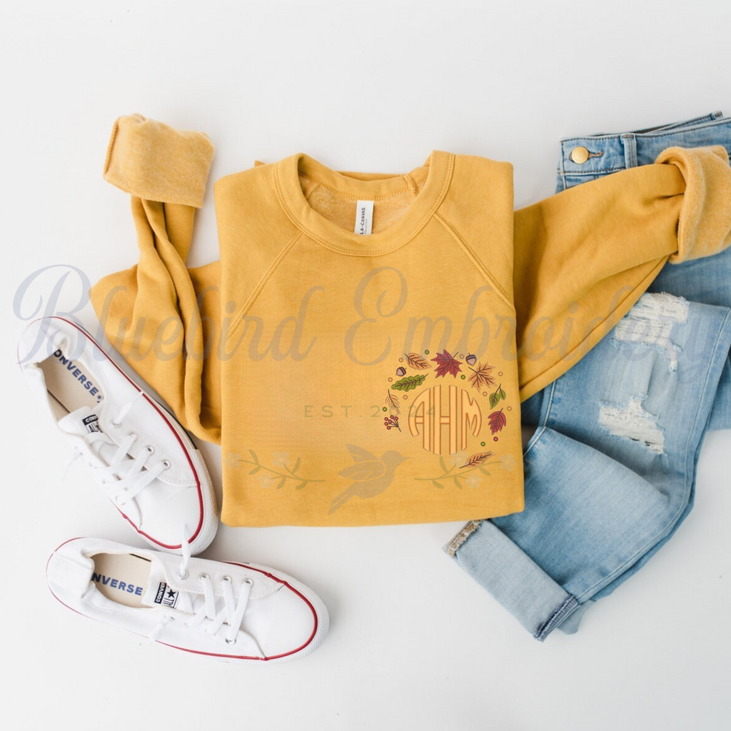 Fall Monogram Embroidered Crewneck Sweatshirt