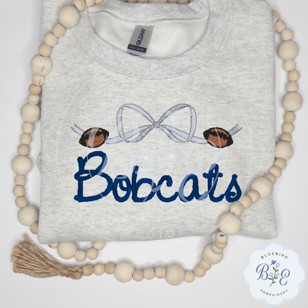 Custom Mascot Embroidered Sweatshirt-Bow & Mini Footballs