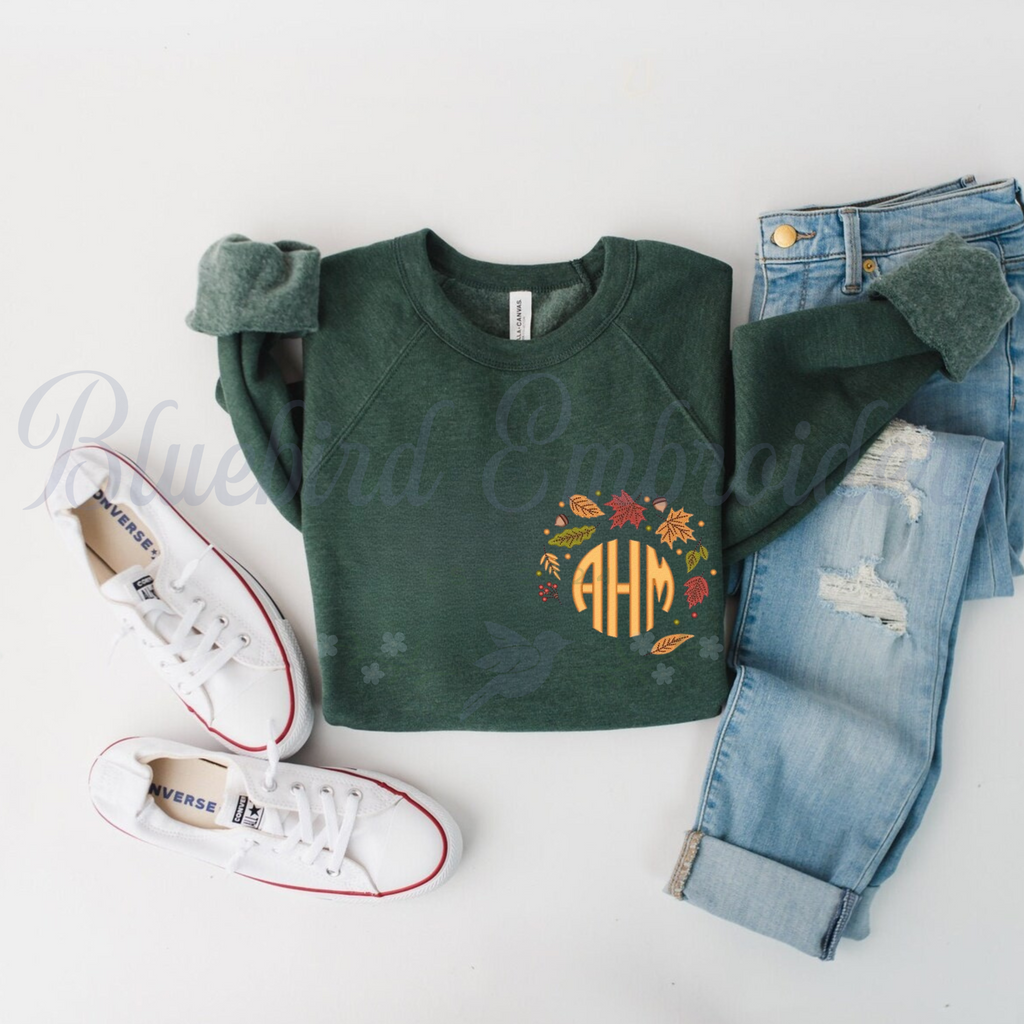 Fall Monogram Embroidered Crewneck Sweatshirt