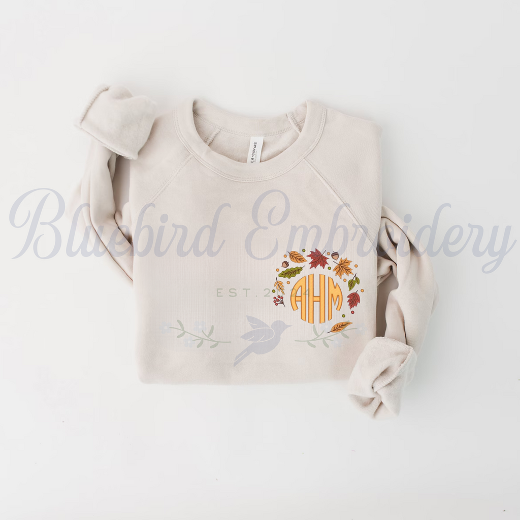 Fall Monogram Embroidered Crewneck Sweatshirt