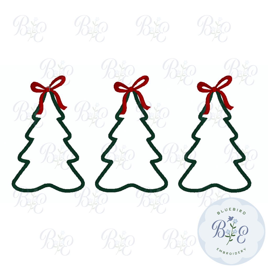 Christmas Tree Trio Applique Digital Embroidery Design