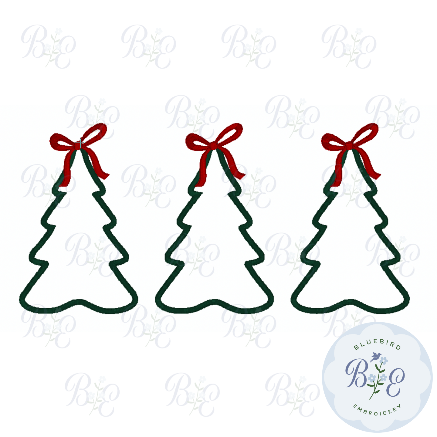 Christmas Tree Trio Applique Digital Embroidery Design