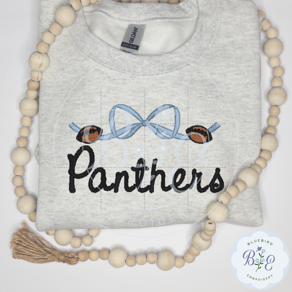 Custom Mascot Embroidered Sweatshirt-Bow & Mini Footballs