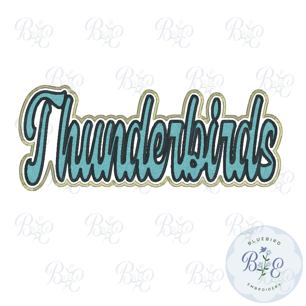 Thunderbirds Single Satin Applique Digital Embroidery Design