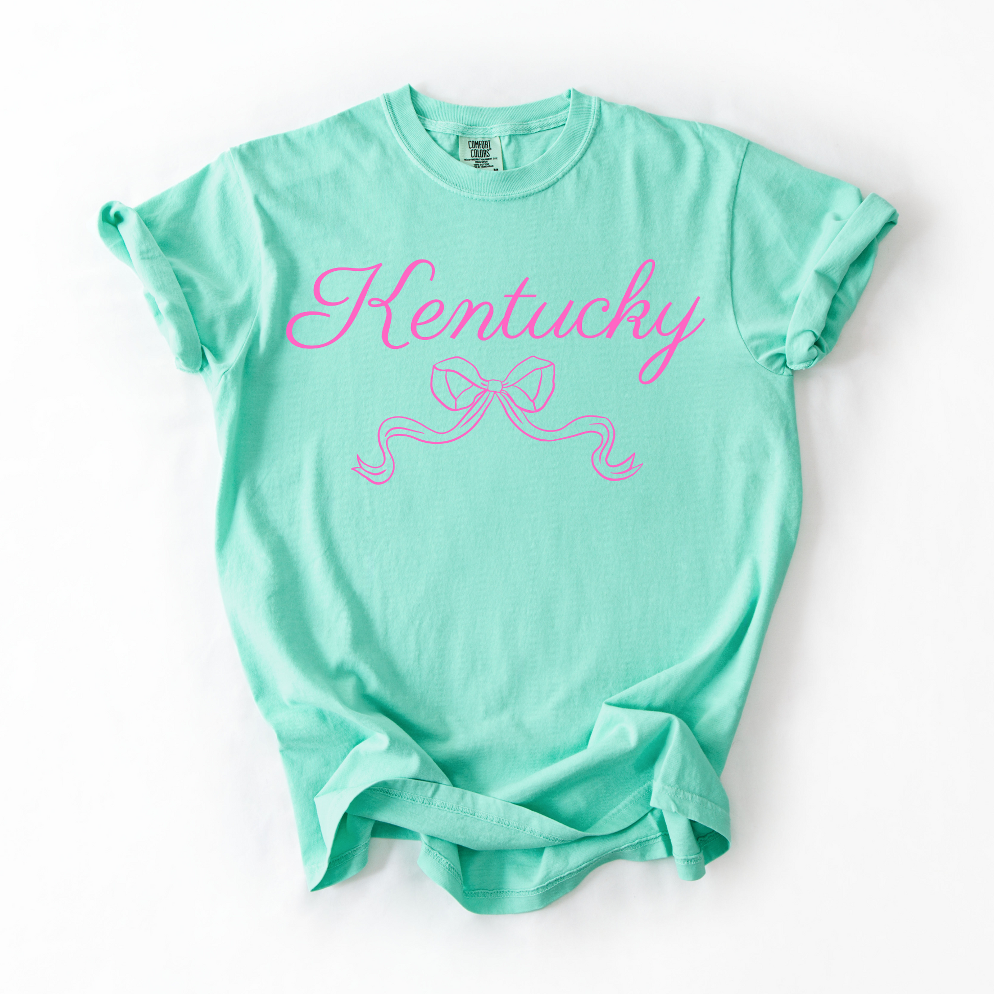 Kentucky Pink & Mint Coquette Bow Tee