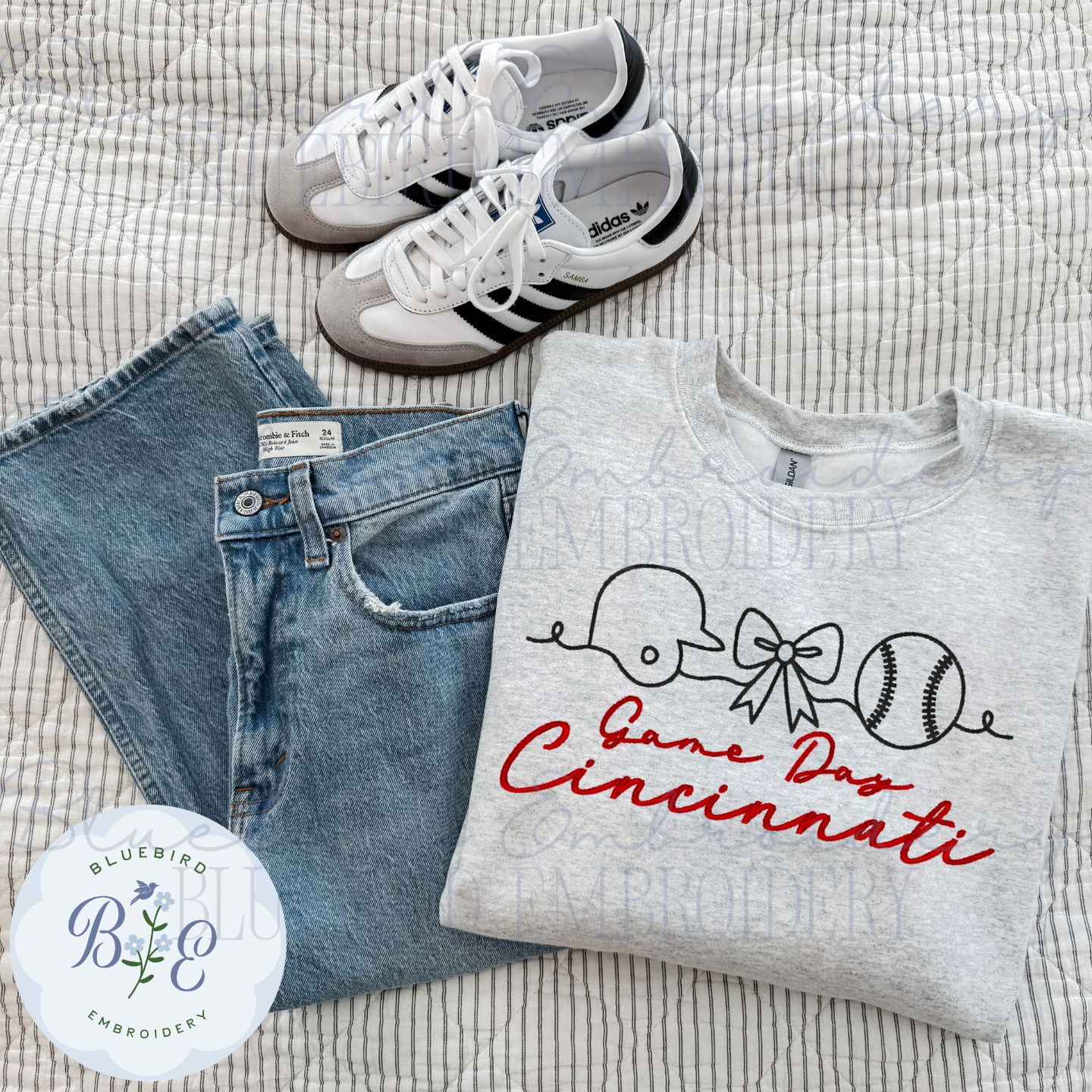 Cincinnati Baseball Game Day Digital Embroidery Design