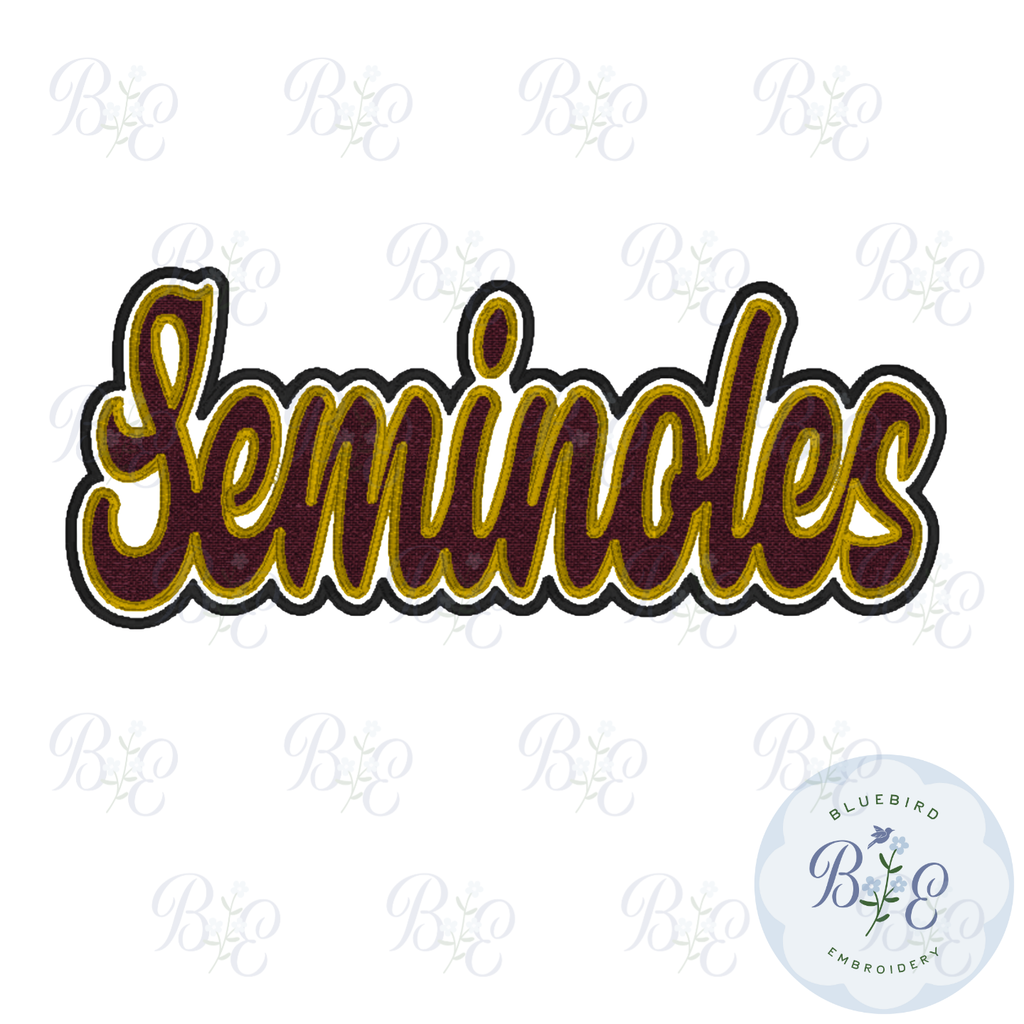 Seminoles Single Satin Applique Digital Embroidery Design