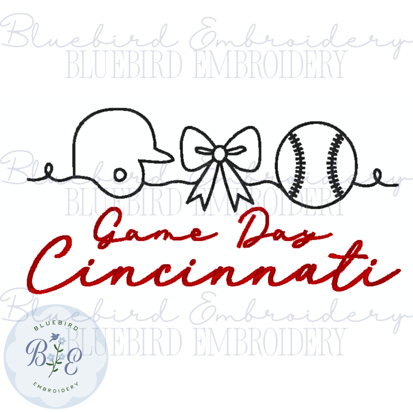 Cincinnati Baseball Game Day Digital Embroidery Design