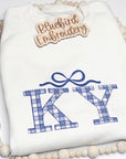 Preppy KY Gingham Embroidered Sweatshirt