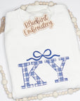 Preppy KY Gingham Embroidered Sweatshirt