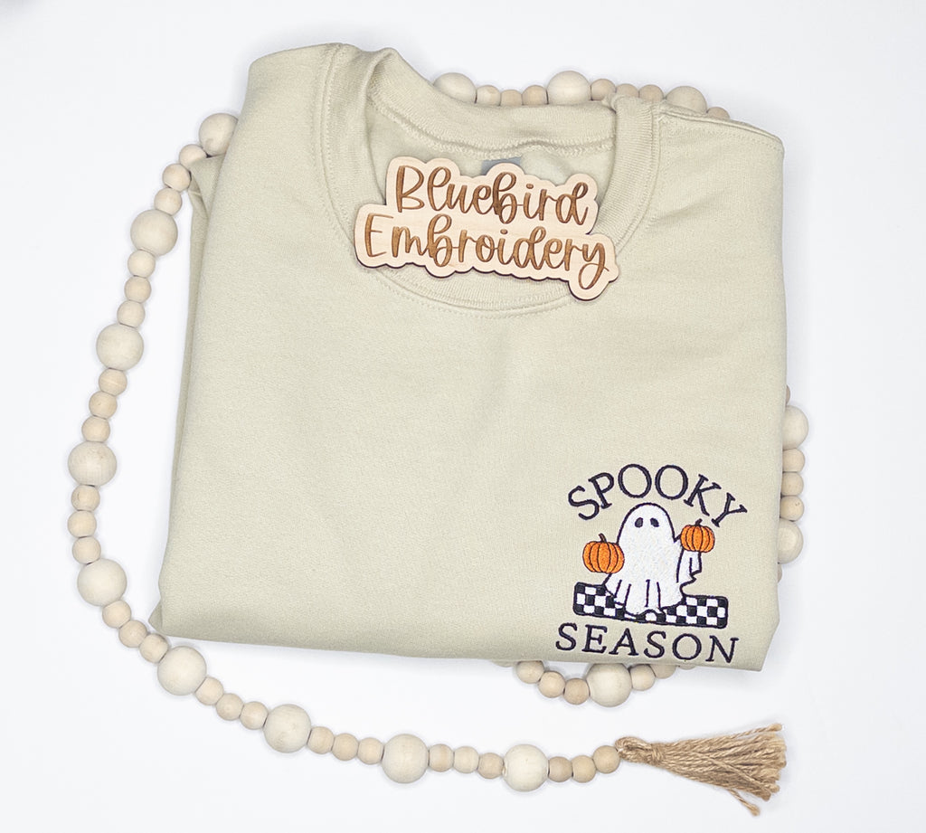 Spooky Season Ghost Embroidered Crewneck Sweatshirt