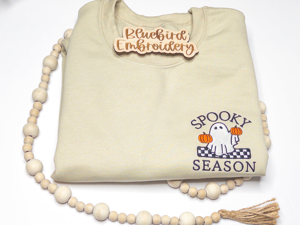 Spooky Season Ghost Embroidered Crewneck Sweatshirt