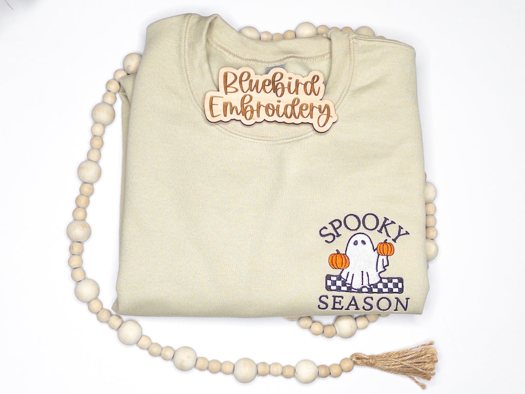 Spooky Season Ghost Embroidered Crewneck Sweatshirt