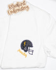 Custom Gameday Football Helmet Glitter Applique Embroidered