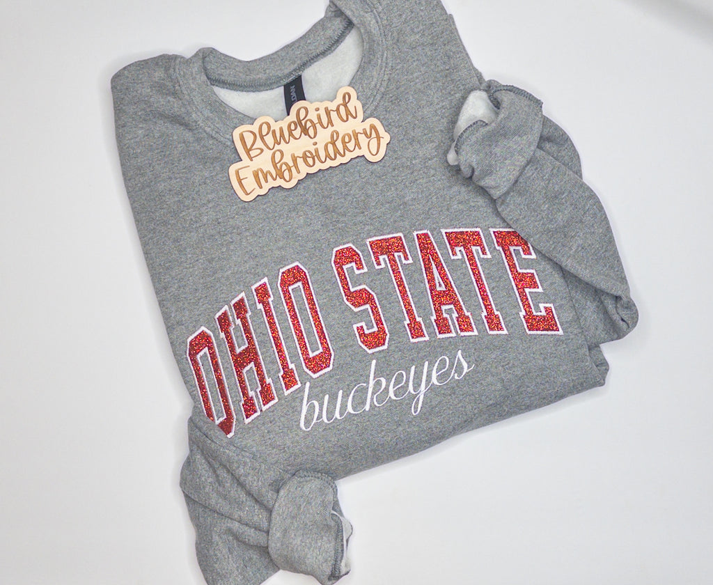 Custom Team Glitter Applique Embroidered Sweatshirt