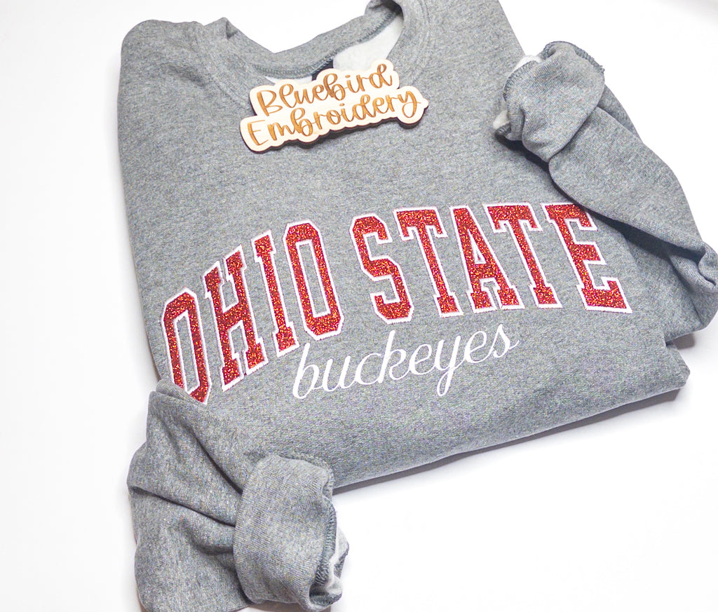 Custom Team Glitter Applique Embroidered Sweatshirt