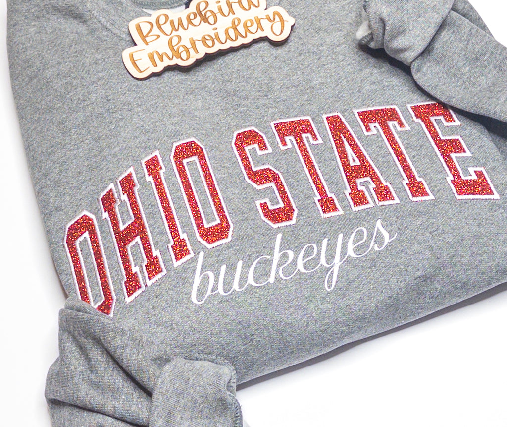 Custom Team Glitter Applique Embroidered Sweatshirt