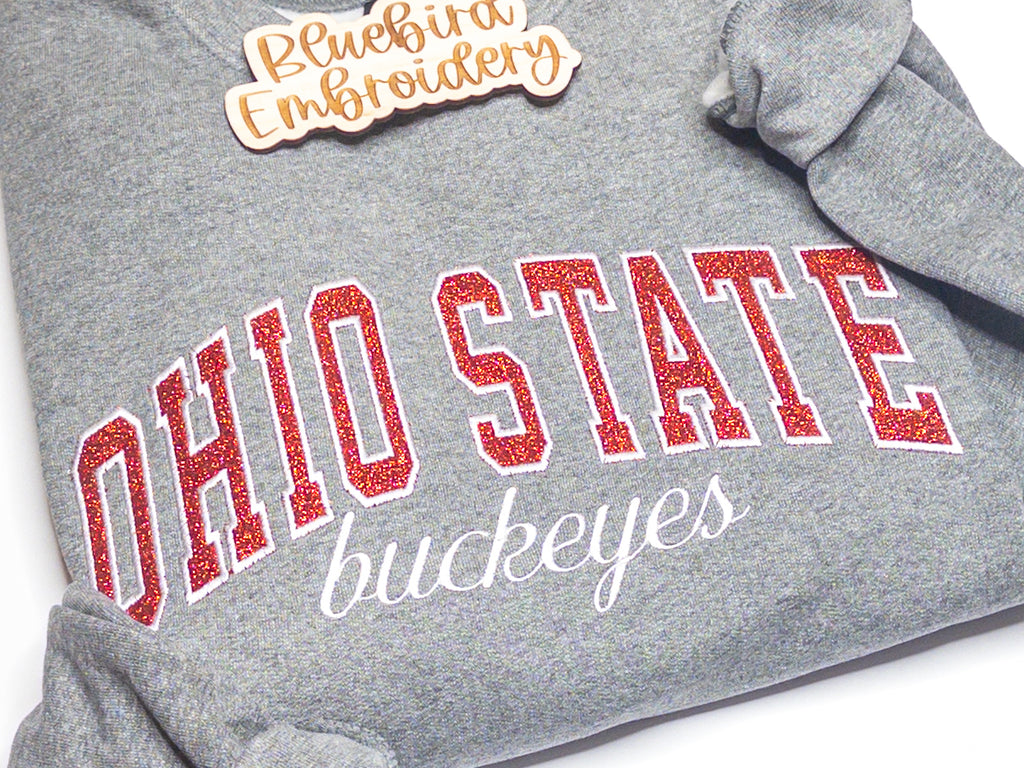 Custom Team Glitter Applique Embroidered Sweatshirt