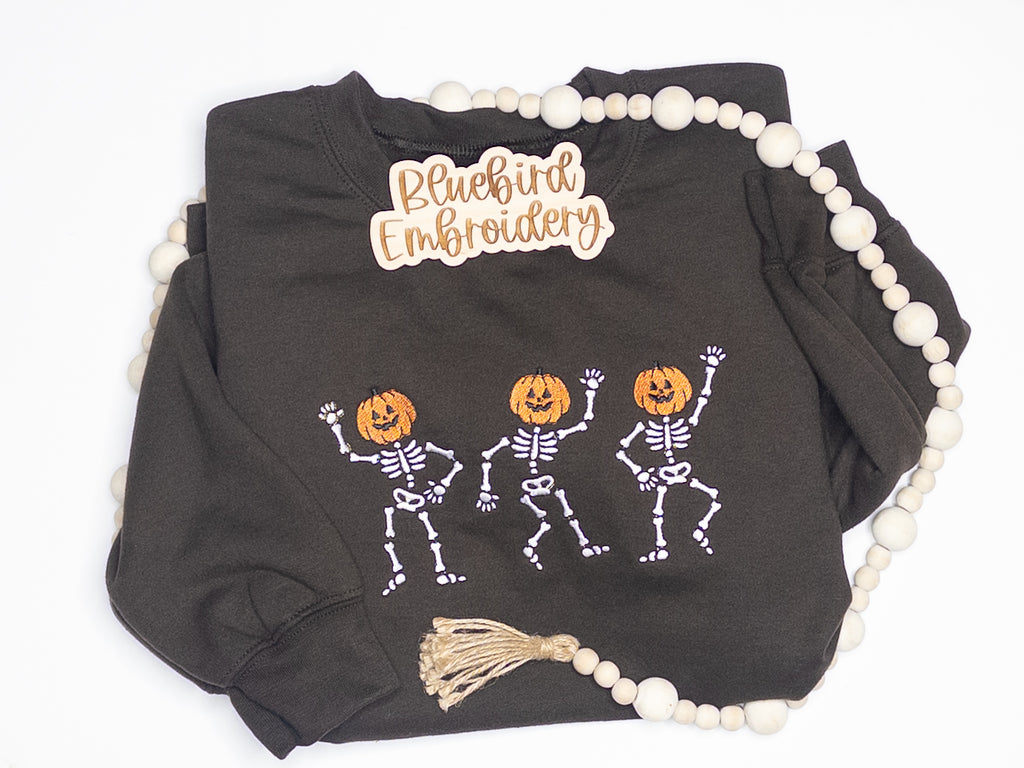 Dancing Skellies Embroidered Crewneck