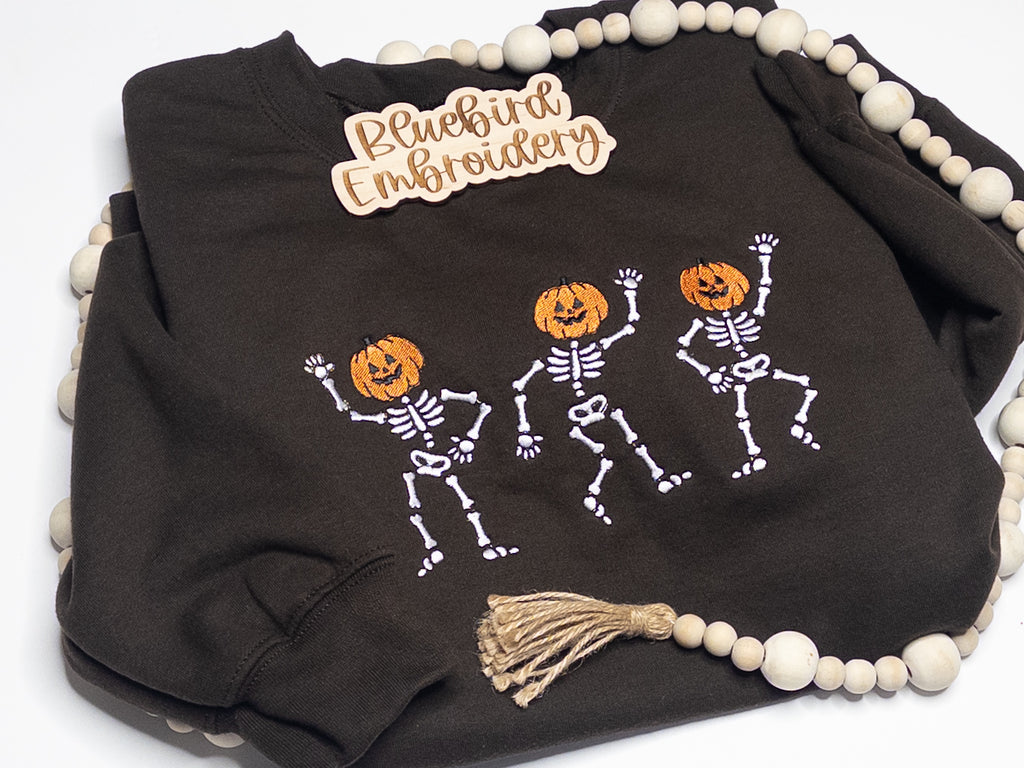 Dancing Skellies Embroidered Crewneck