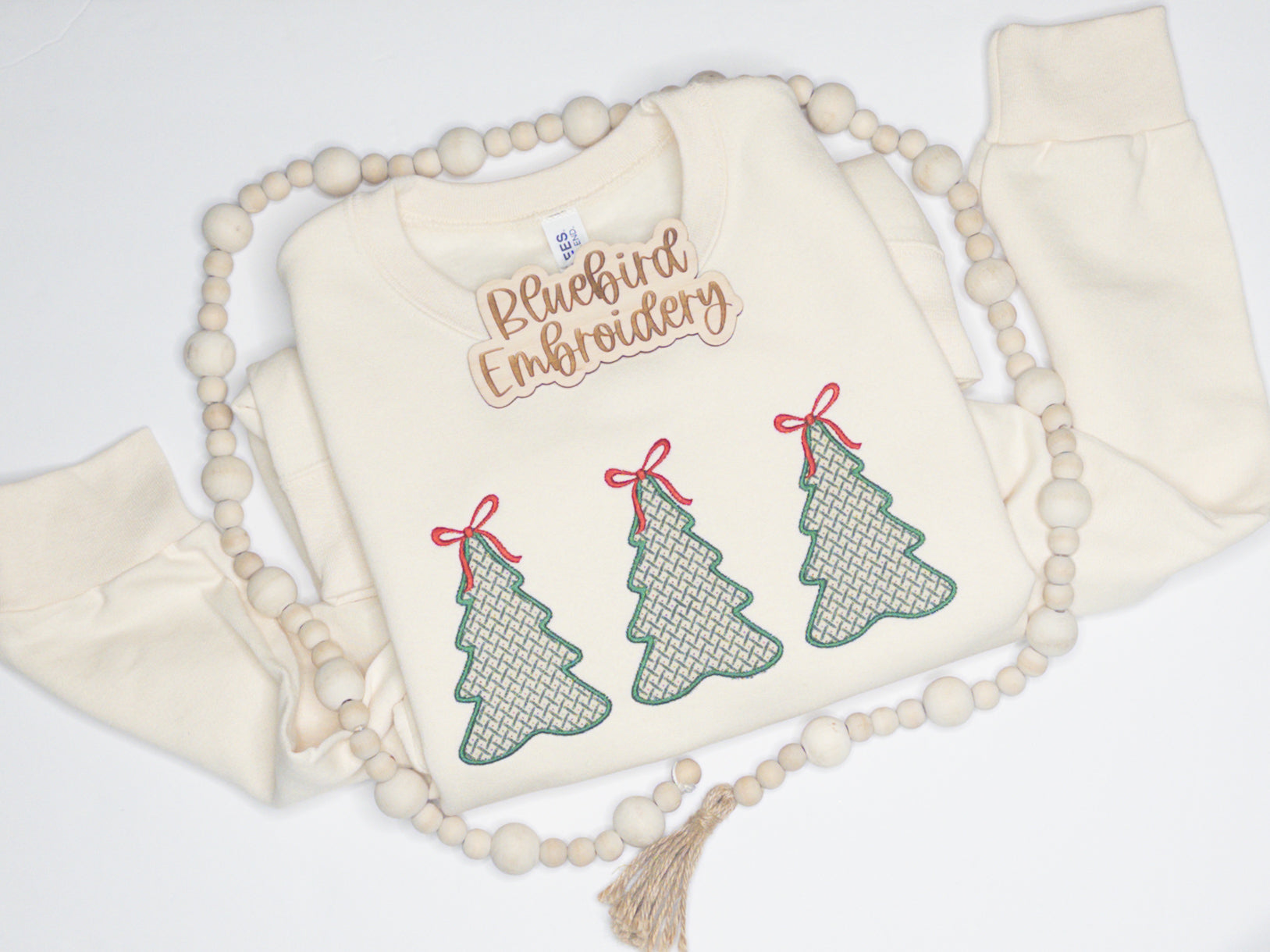 Christmas Tree Trio Applique Embroidered Crewneck (BBE Original)