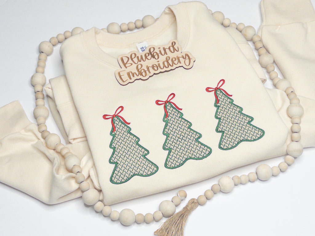 Christmas Tree Trio Applique Digital Embroidery Design