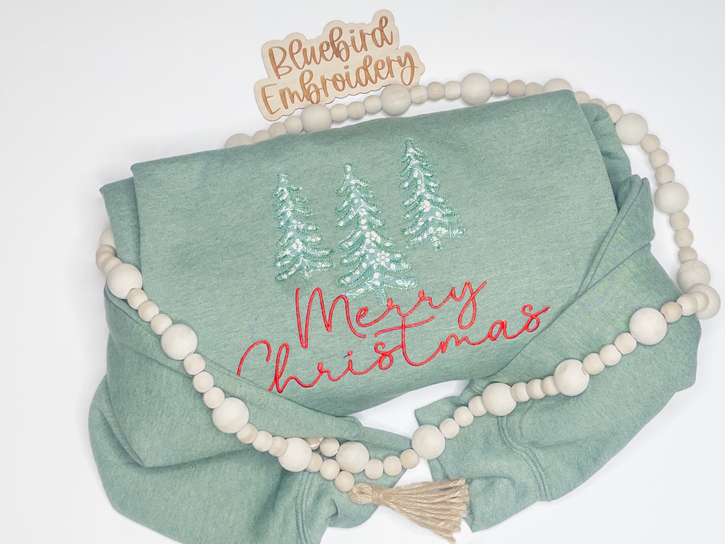 Pine Tree Trio Applique- Embroidered Choose your style