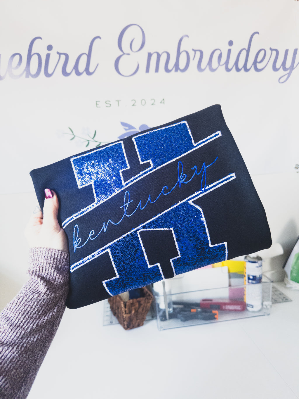 KY State Monogram Applique Embroidered Sweatshirt