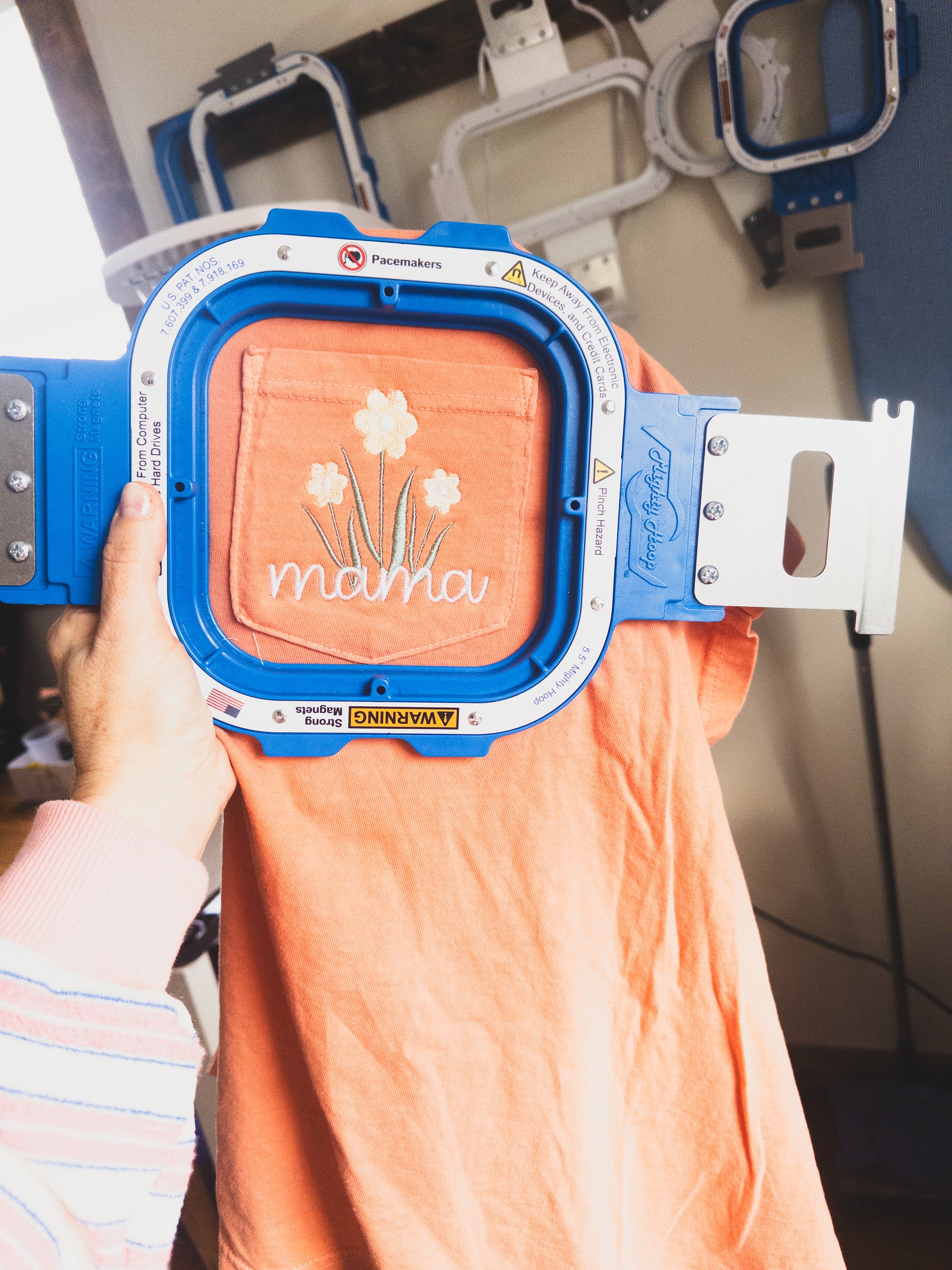 Mama Pocket Flowers Embroidered Tee