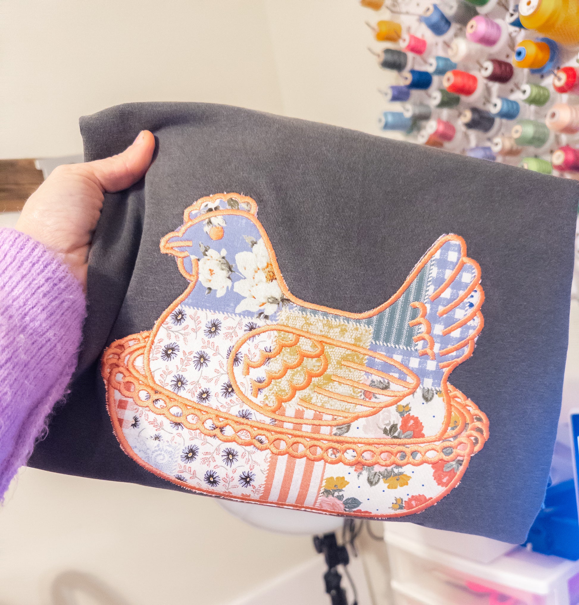 Nesting Hen Applique Embroidered T-shirt or Sweatshirt