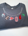 Custom Team-Themed Charm Necklace Sweatshirt-READ DESCRIPTION BEFORE ORDERING