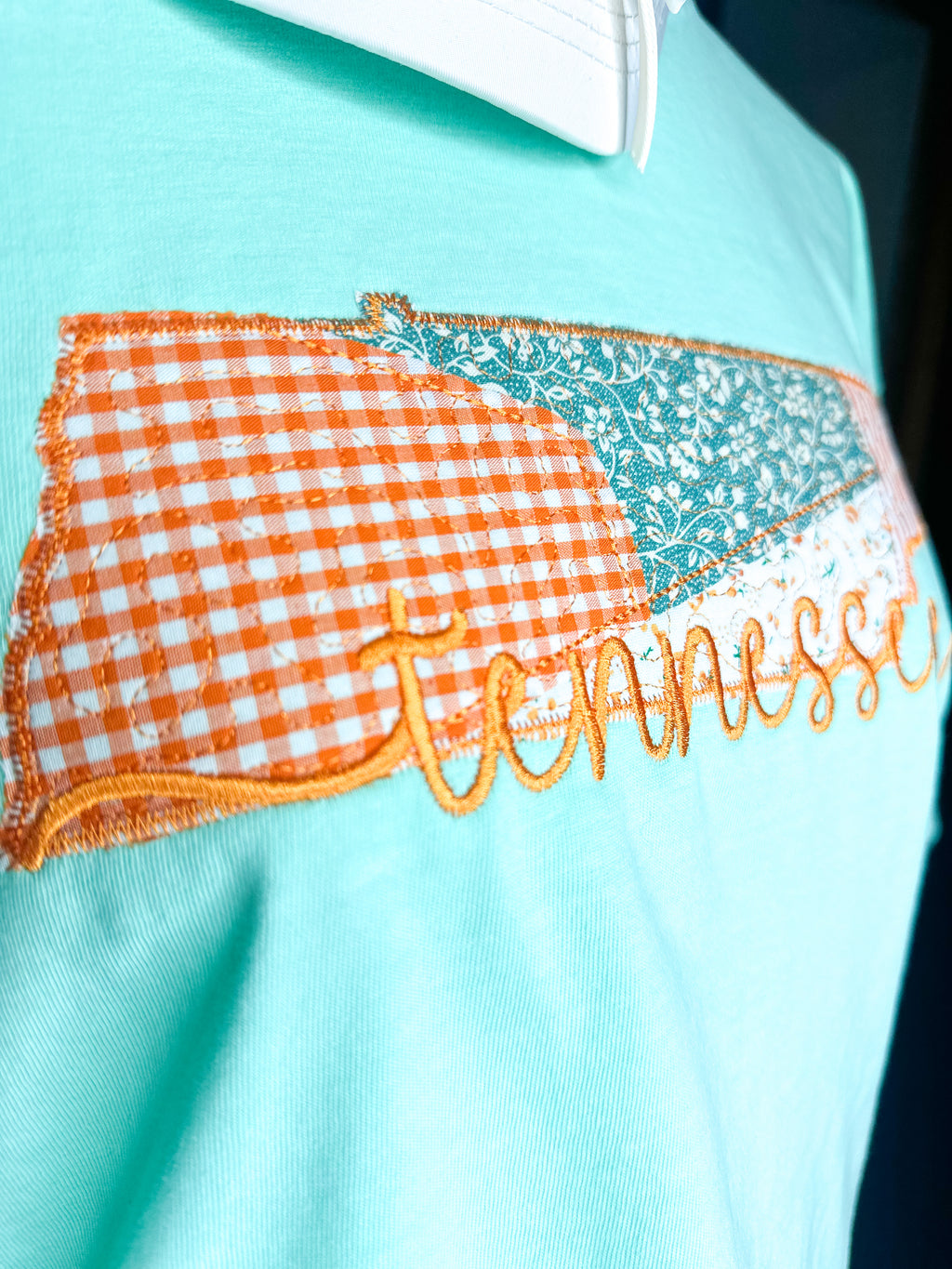 Custom Choose Your State -Quilted Patchwork Appliqué Embroidered Tee