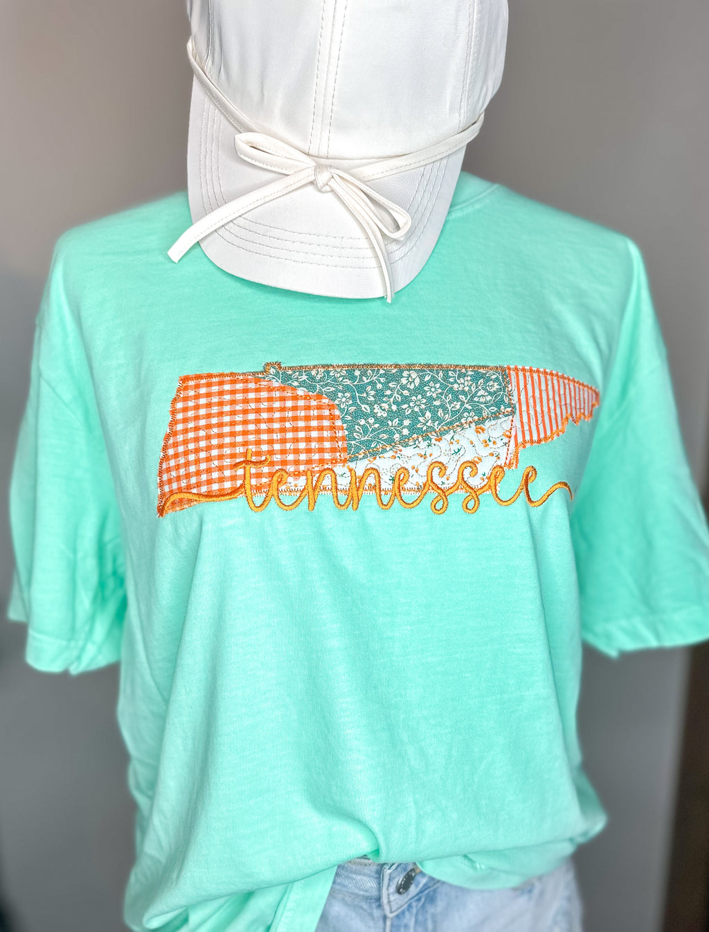 Custom Choose Your State -Quilted Patchwork Appliqué Embroidered Tee