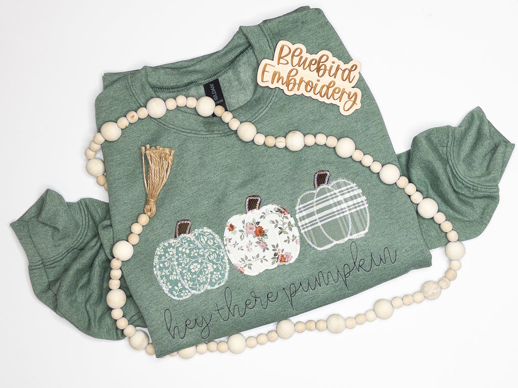 Hey There Pumpkin Embroidered Applique Sweatshirt