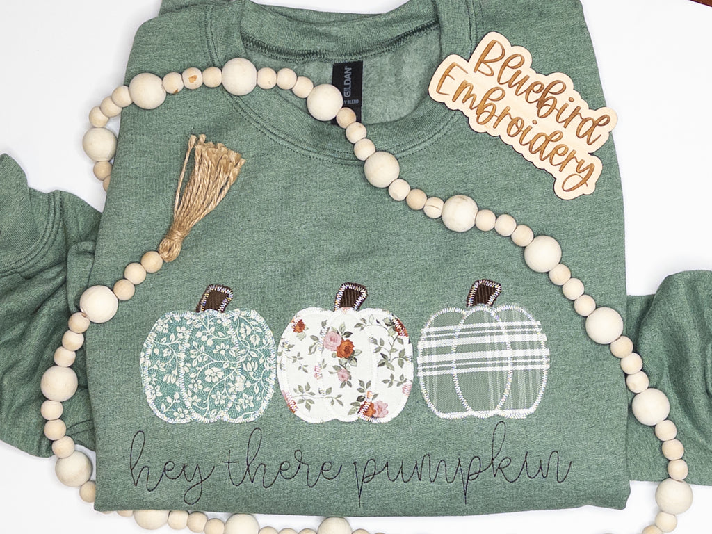 Hey There Pumpkin Embroidered Applique Sweatshirt