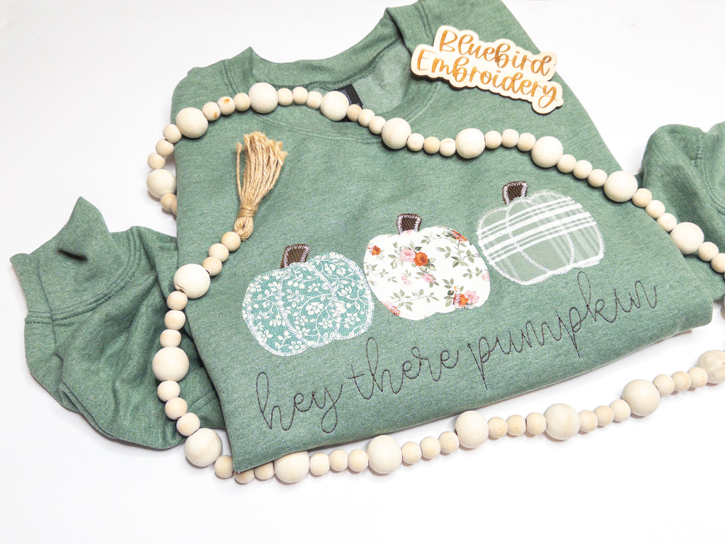 Hey There Pumpkin Embroidered Applique Sweatshirt