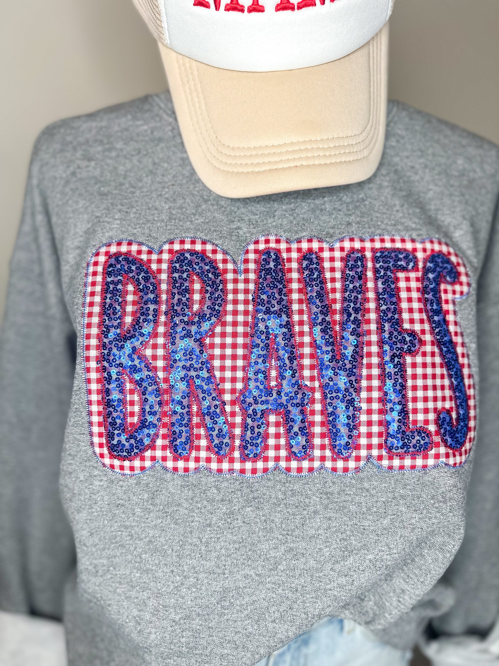 Custom Sequin + Fabric Appliqué Crewneck – Pick Your Team!