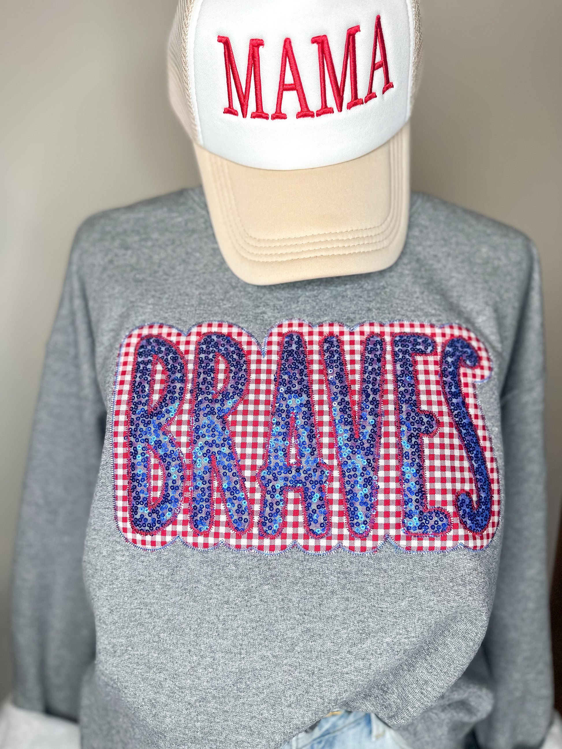 Custom Sequin + Fabric Appliqué Crewneck – Pick Your Team!