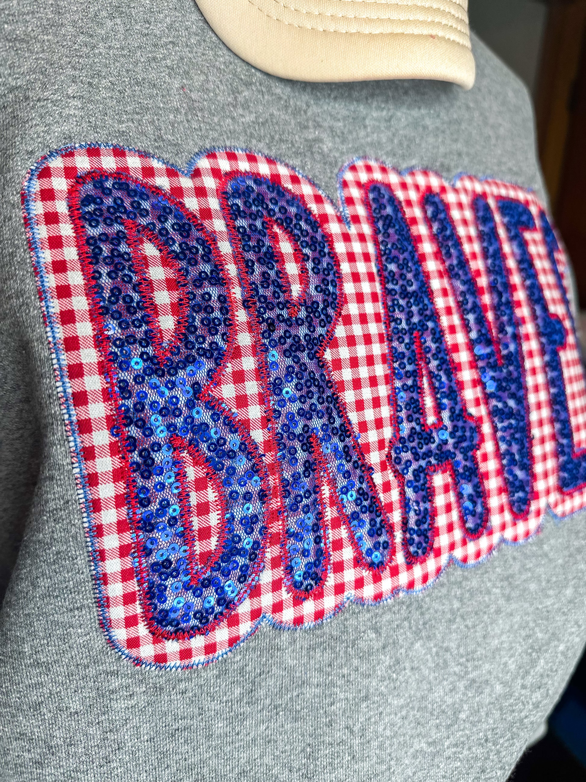 Custom Sequin + Fabric Appliqué Crewneck – Pick Your Team!