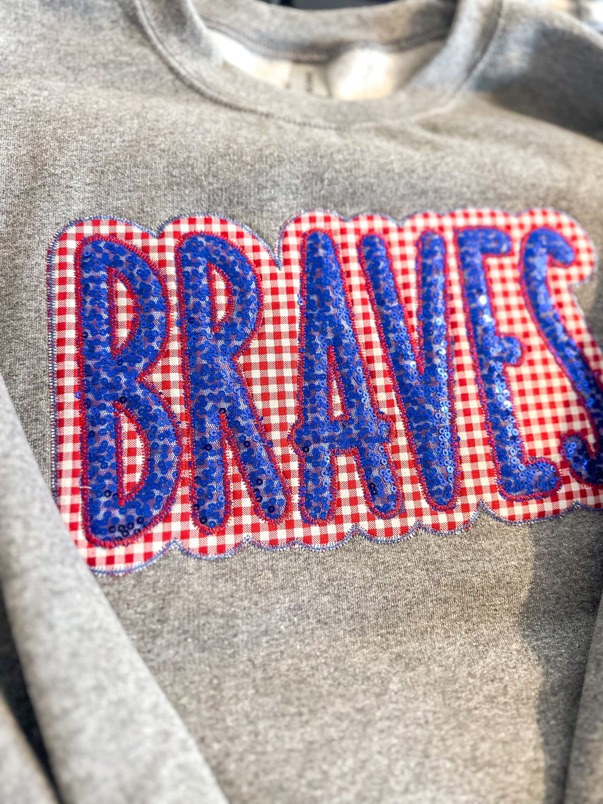 Custom Sequin + Fabric Appliqué Crewneck – Pick Your Team!