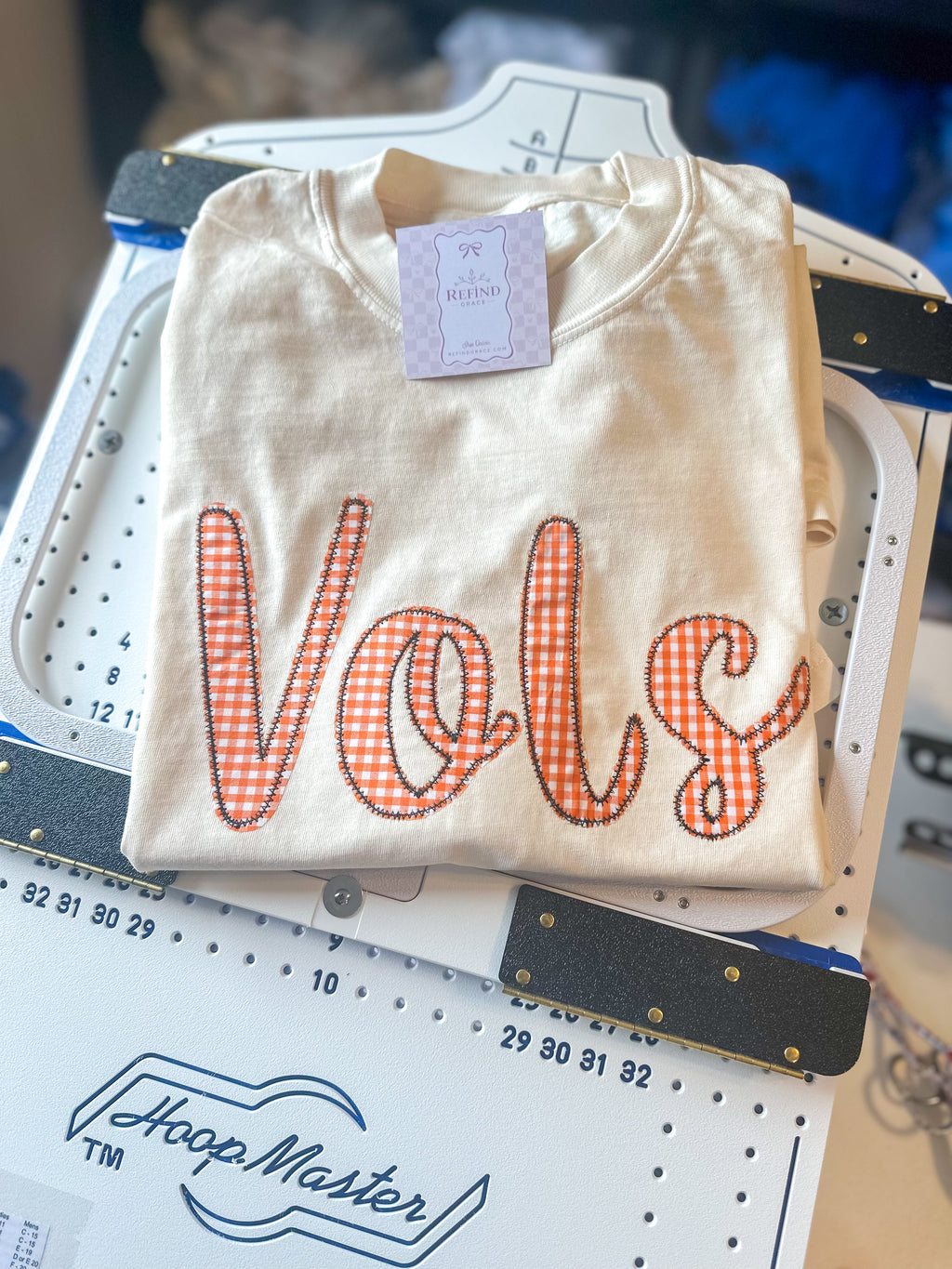 Vols Script Gingham Applique Tshirt