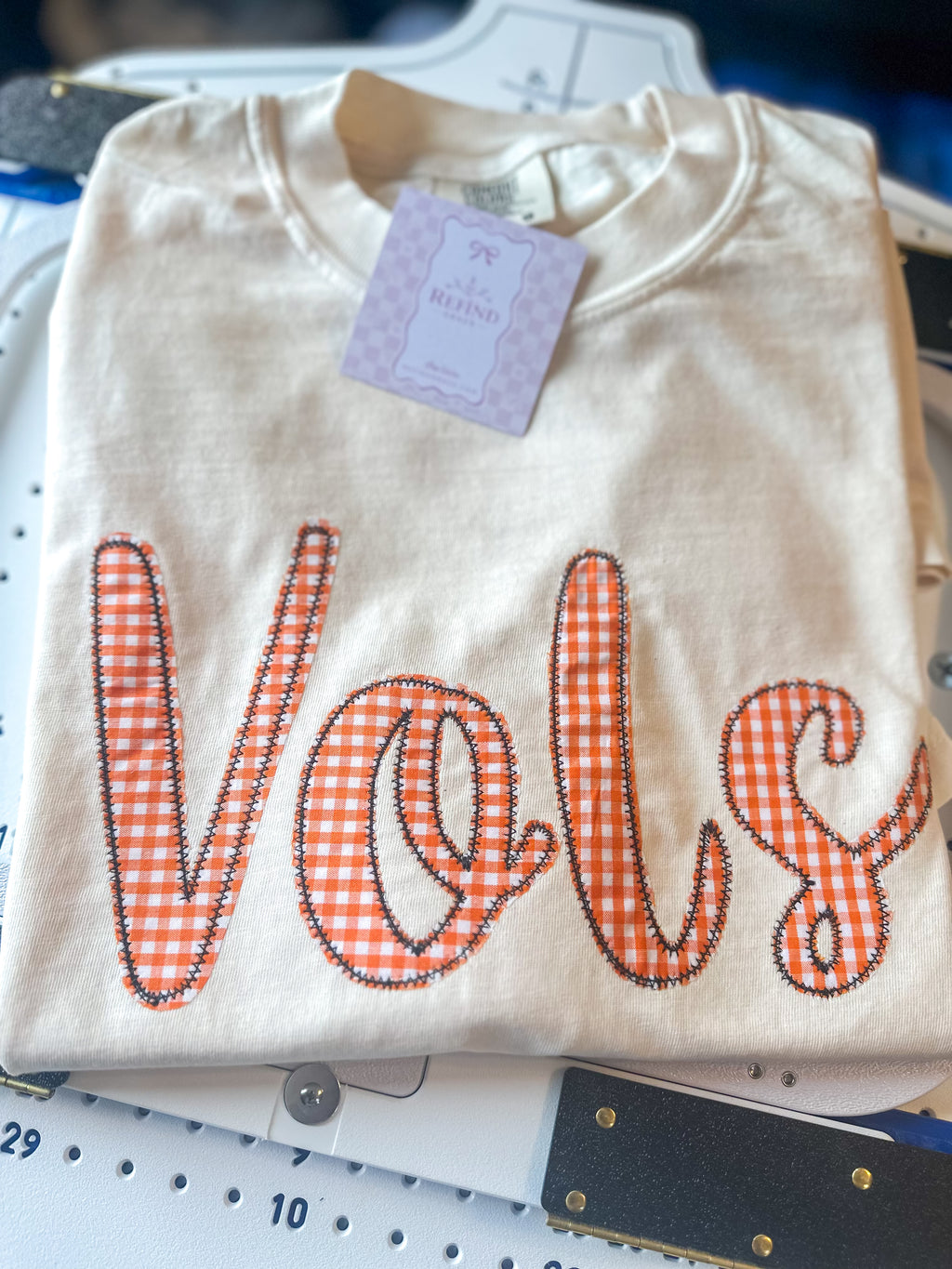 Vols Script Gingham Applique Tshirt