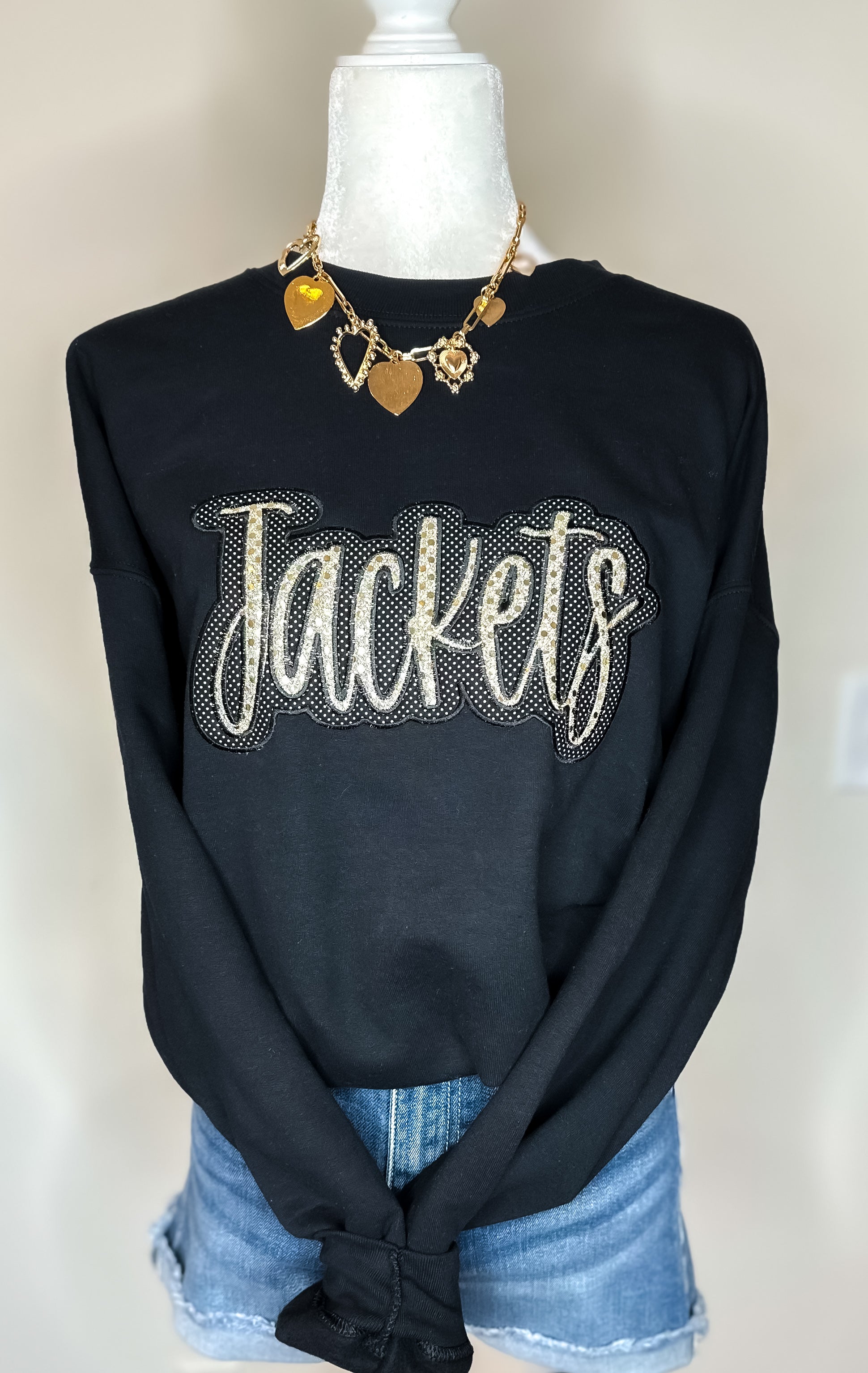 Custom Sequin + Fabric Mascot Script Sweatshirt