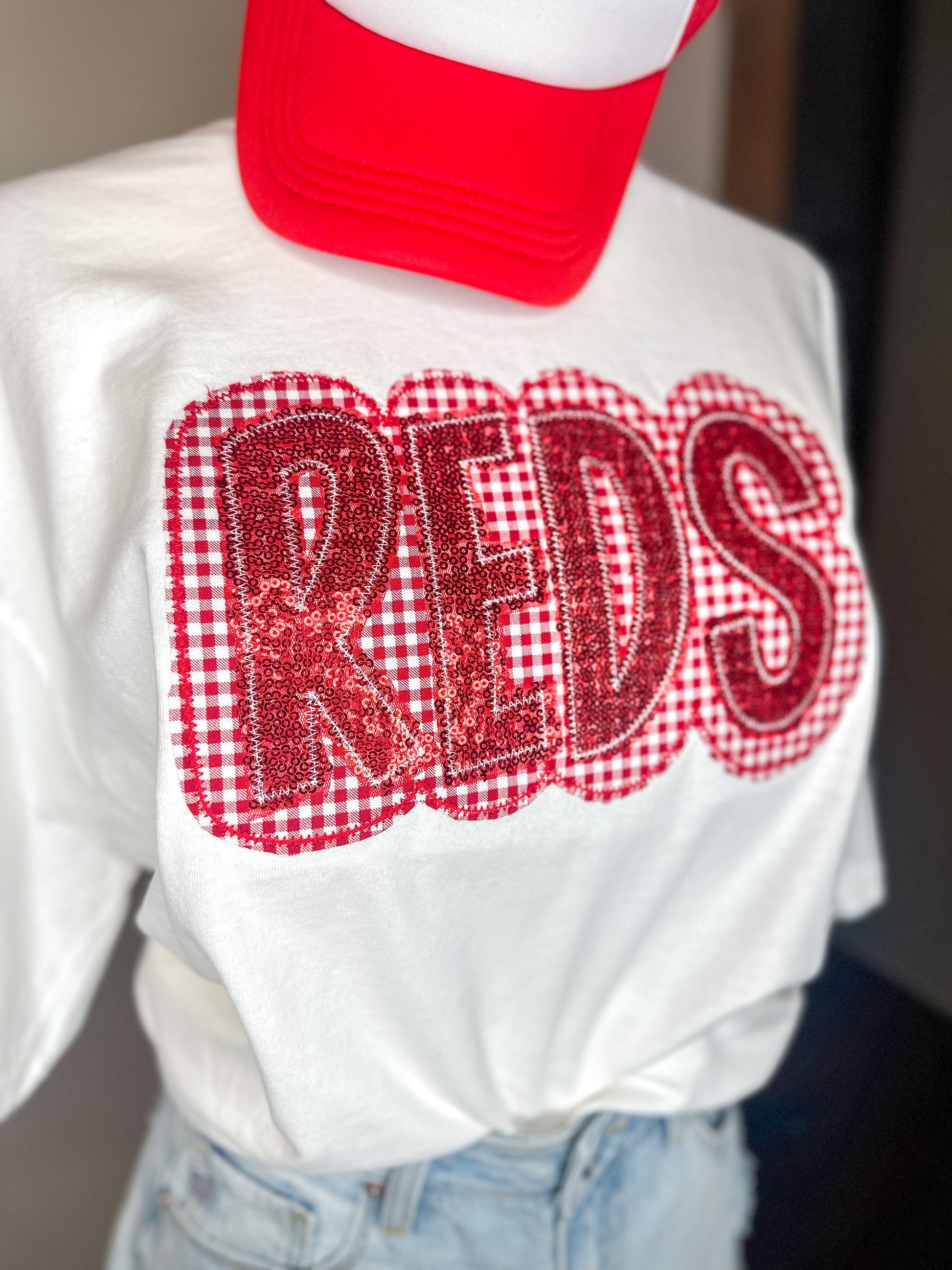 Custom Sequin + Fabric Appliqué Crewneck – Pick Your Team!