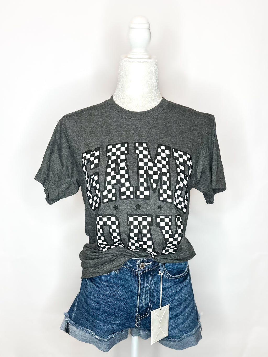 Charcoal Checkered Game Day Tee