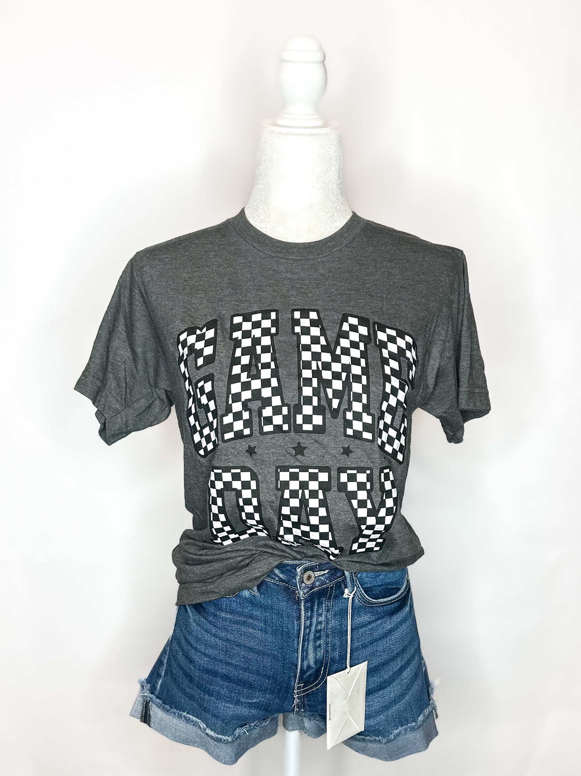 Charcoal Checkered Game Day Tee