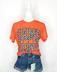 Orange Checkered Game Day Tee - Bluebird Embroidery
