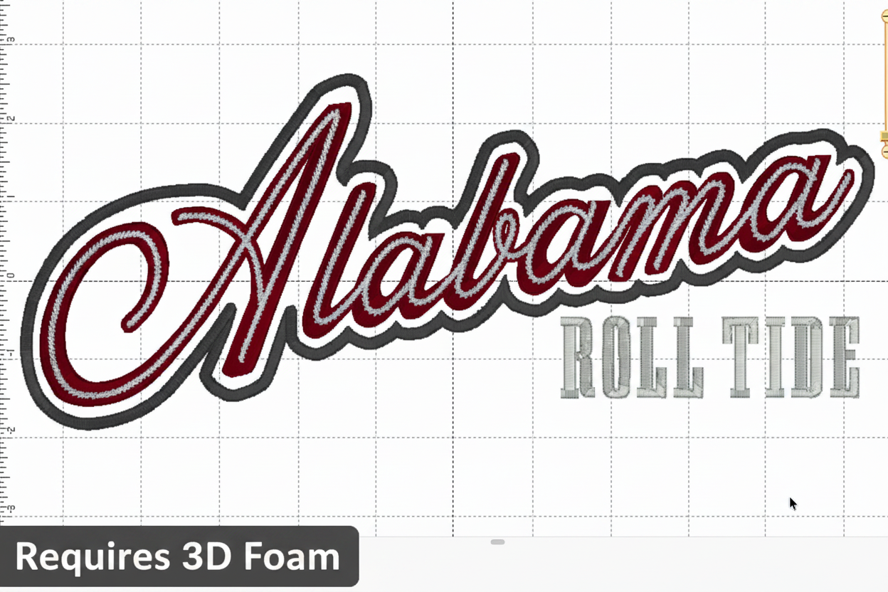 AL Script Puff Applique Digital Embroidery Design