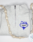 Custom Quarter Zip Embroidered Football Bow Mascot Logo