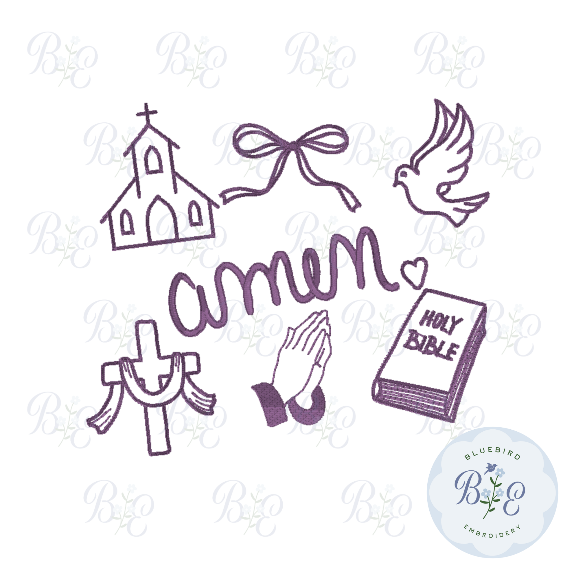 Amen Christian Icons Digital Embroidery Design